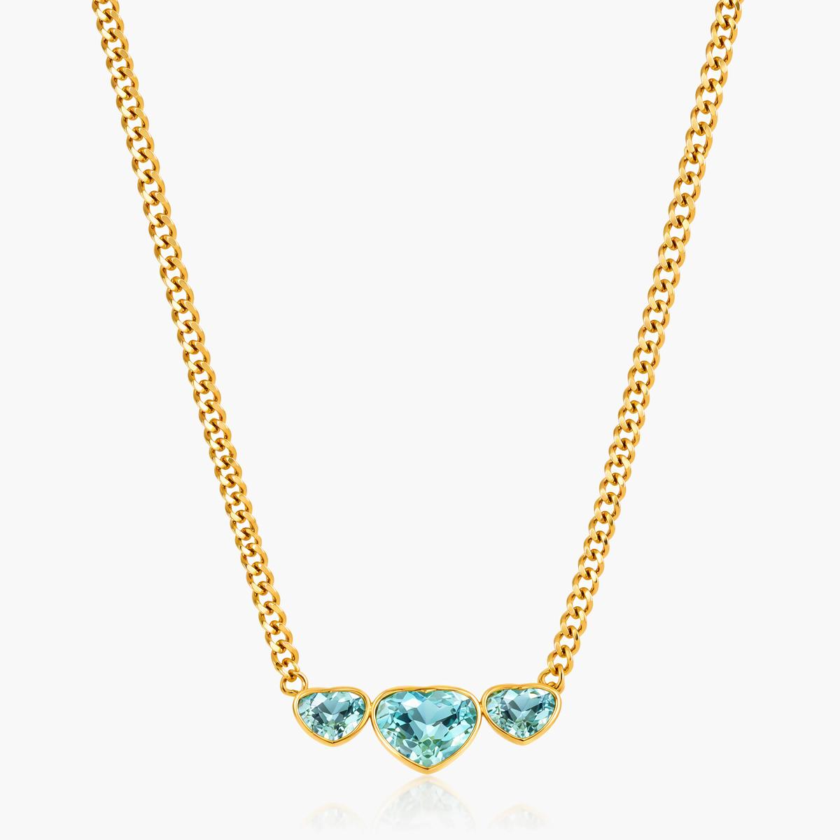Three-Stone Heart Pendant Necklace