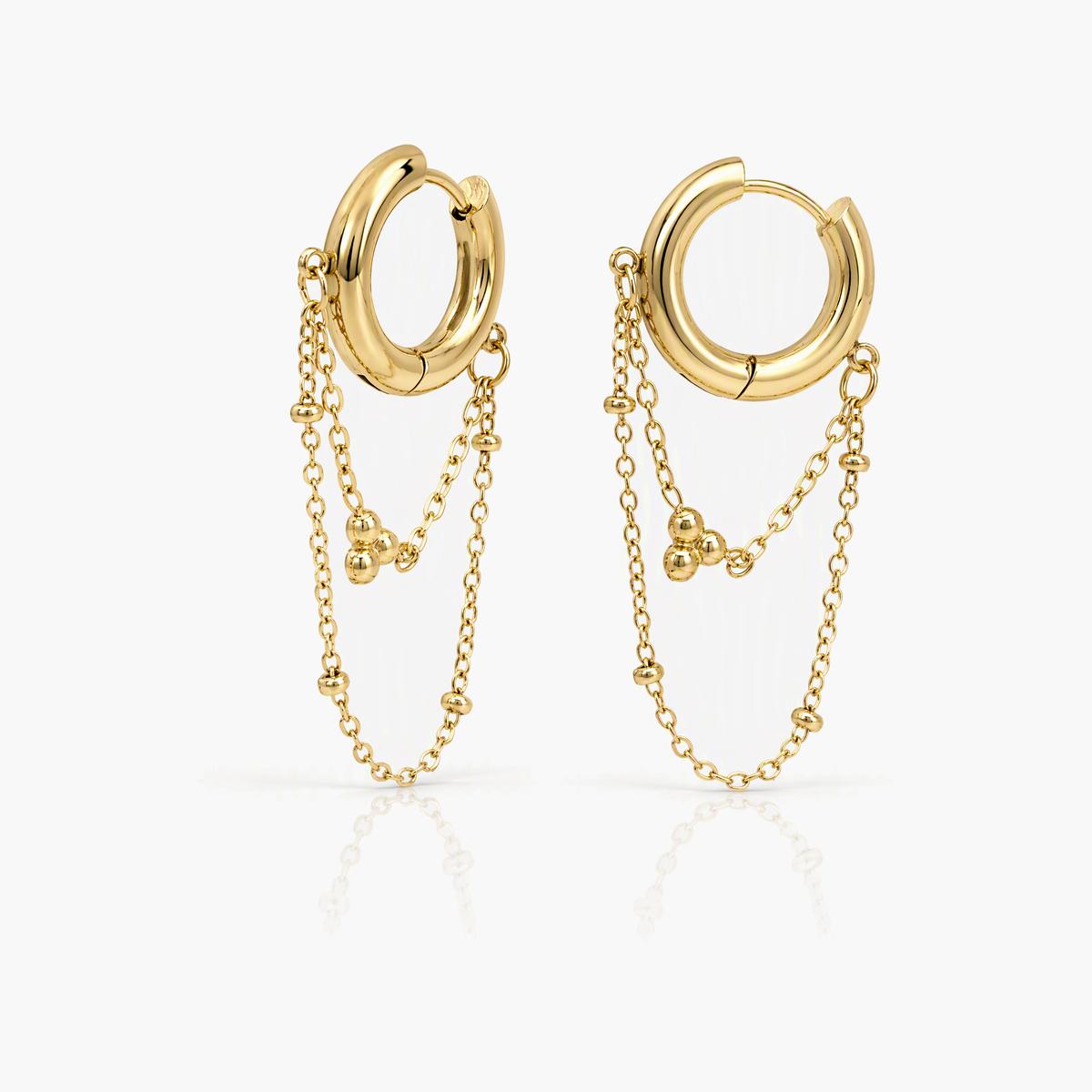 Dainty Butterfly Chain Huggie Earrings