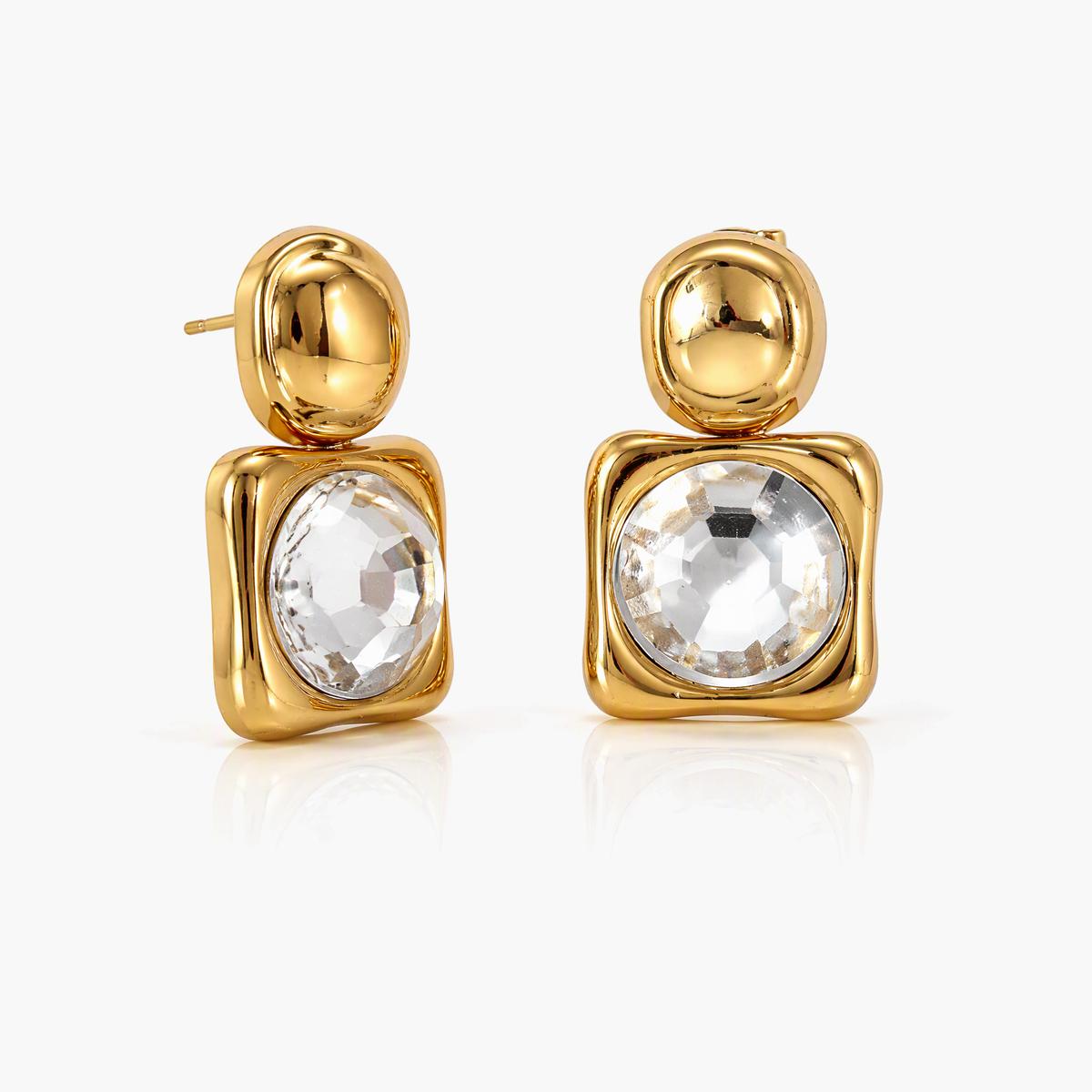 Elegant Three-Stone Drop Earrings