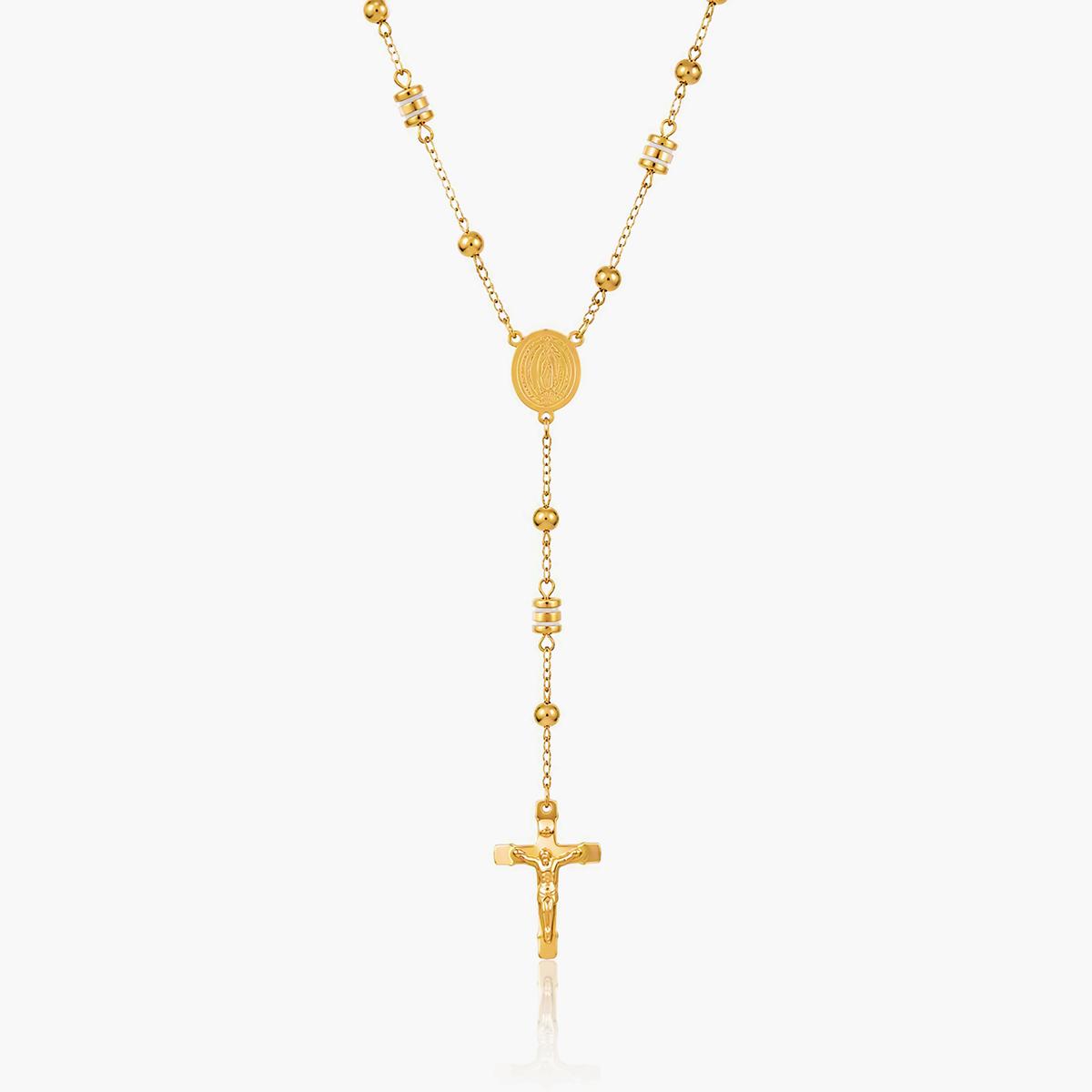 Rosary Bead Cross Necklace