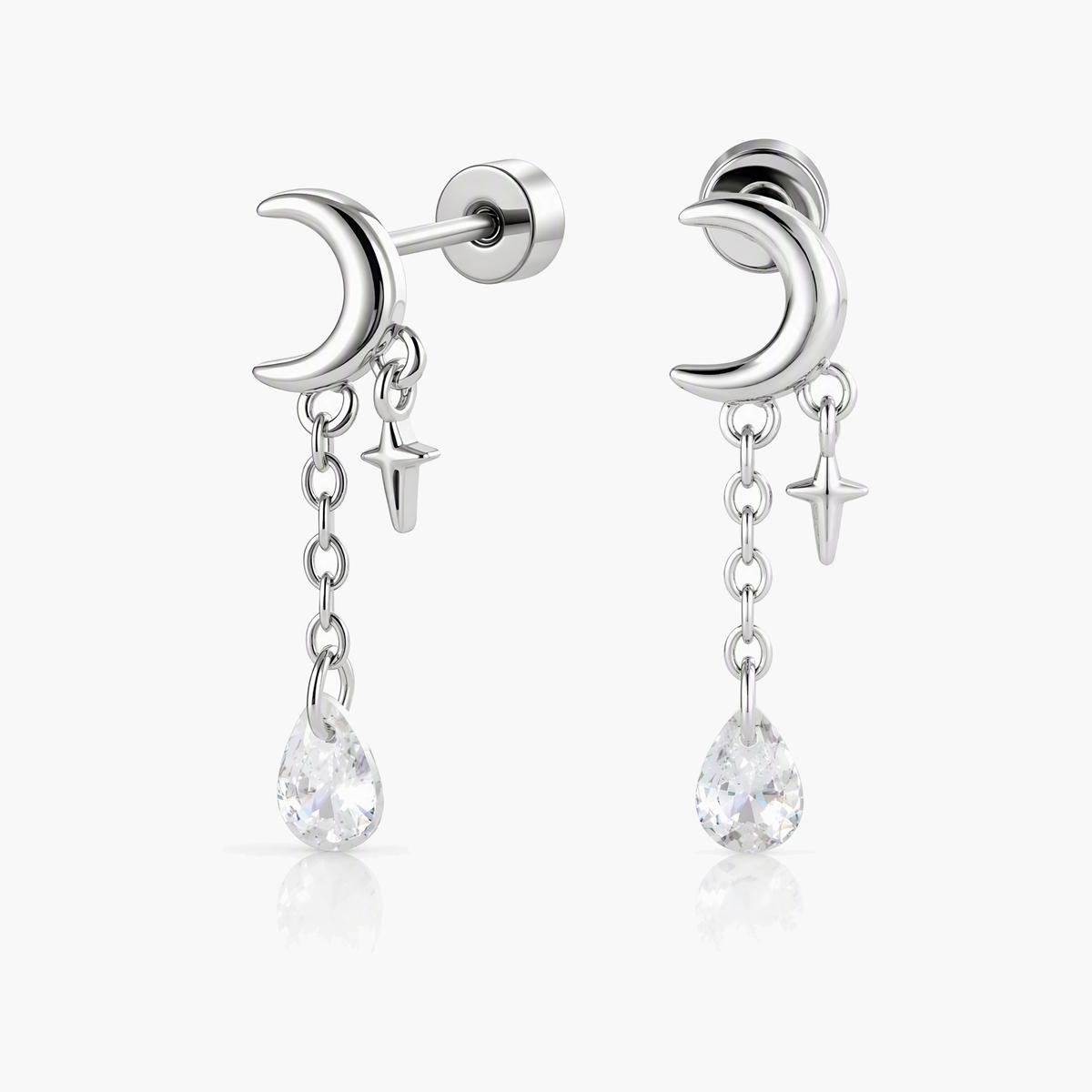 Cute Moon & Star Drop Earrings