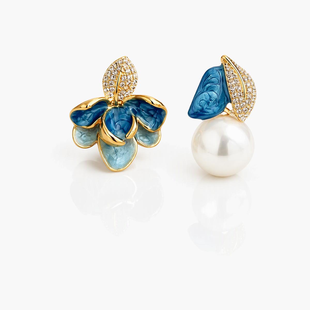 Elegant Flower Pearl Drop Earrings