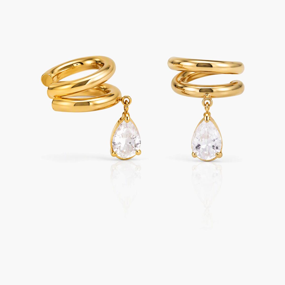 Dainty Teardrop Charm Ear Cuff