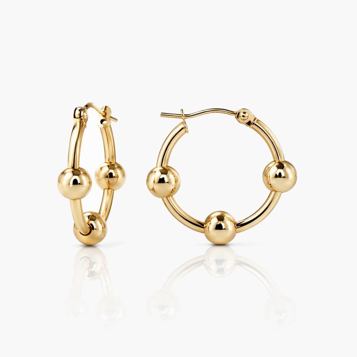 Three-Ball Hoop Earrings