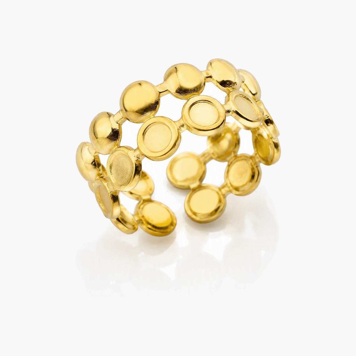Trendy Mixed Motif Open Cuff Ring