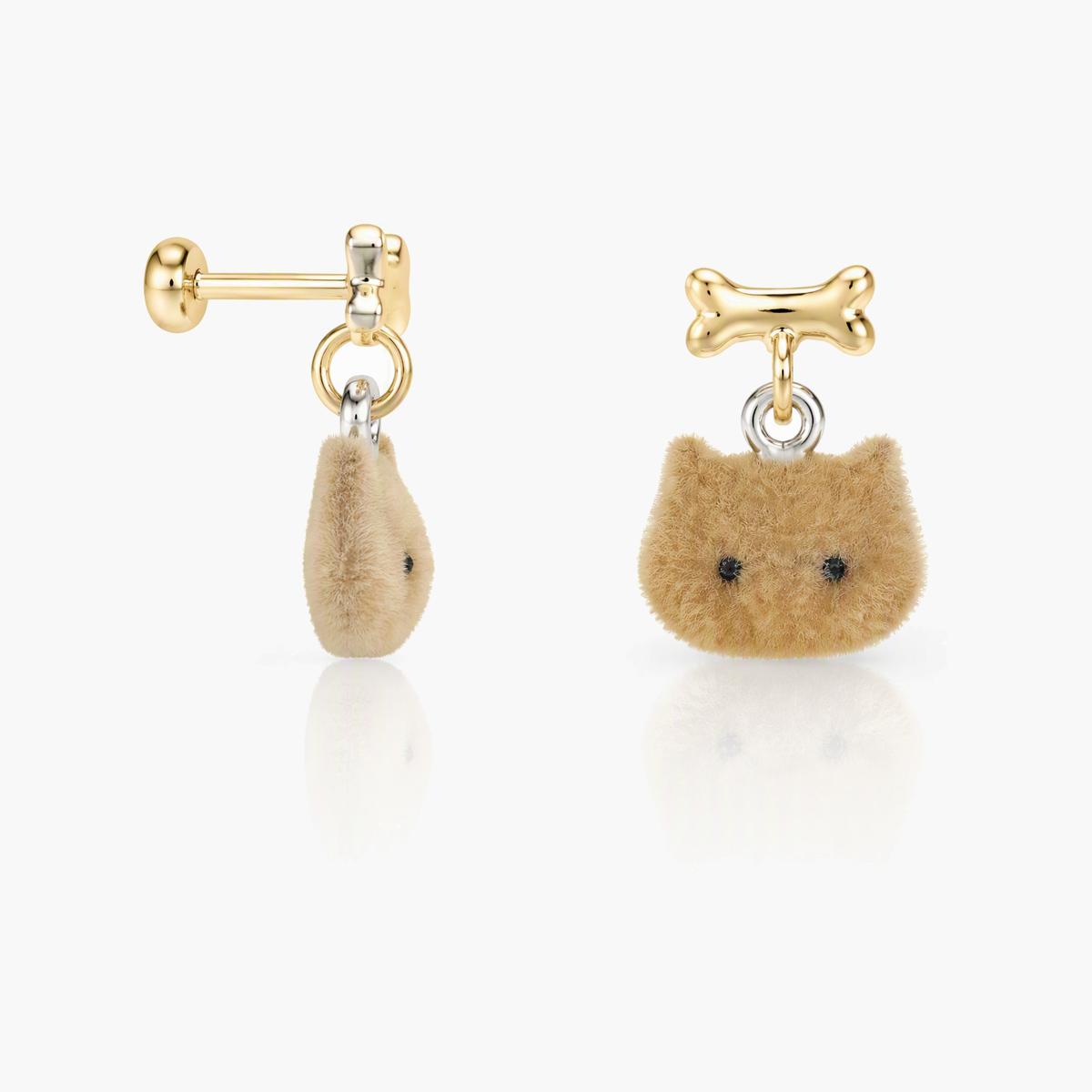 Cute Flocked Puppy Drop Earrings