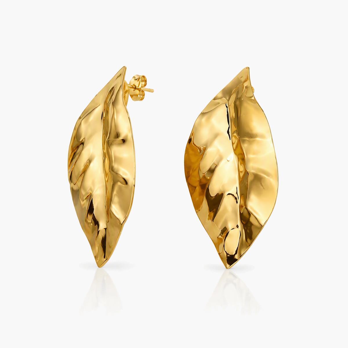 Textured Leaf Cluster Drop Earrings