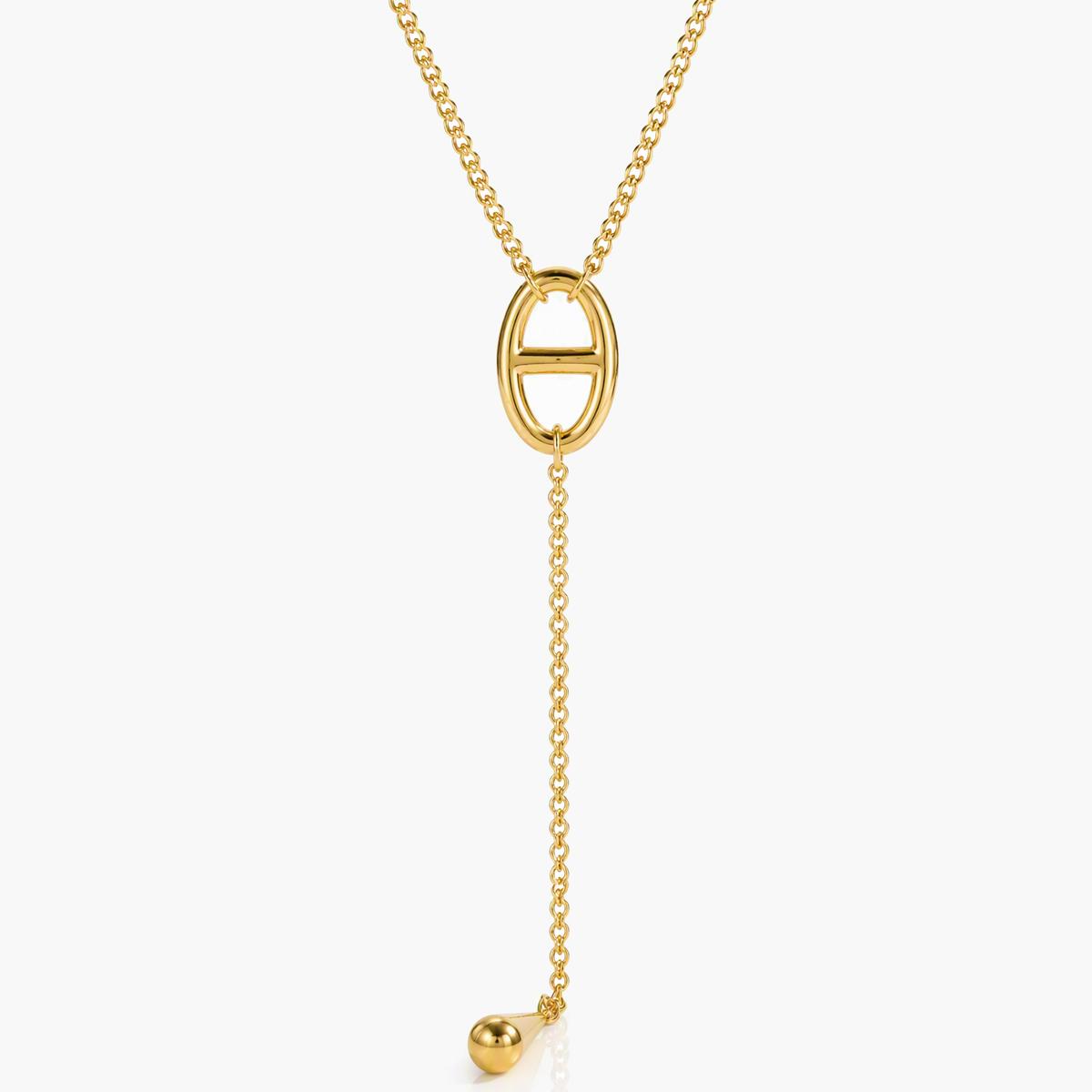 Minimalist Oval Lariat Necklace