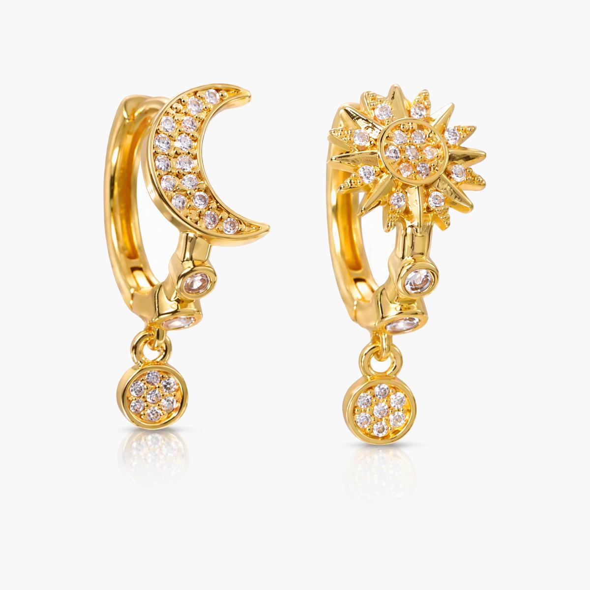 Trendy Sun and Moon Charm Earrings