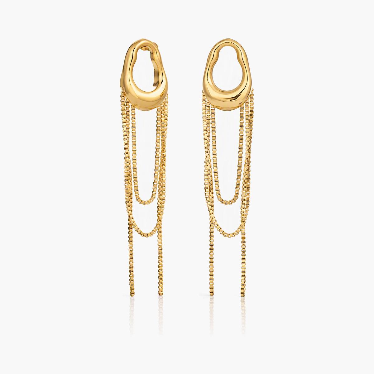 Trendy Oval Link Chain Tassel Drop Earrings