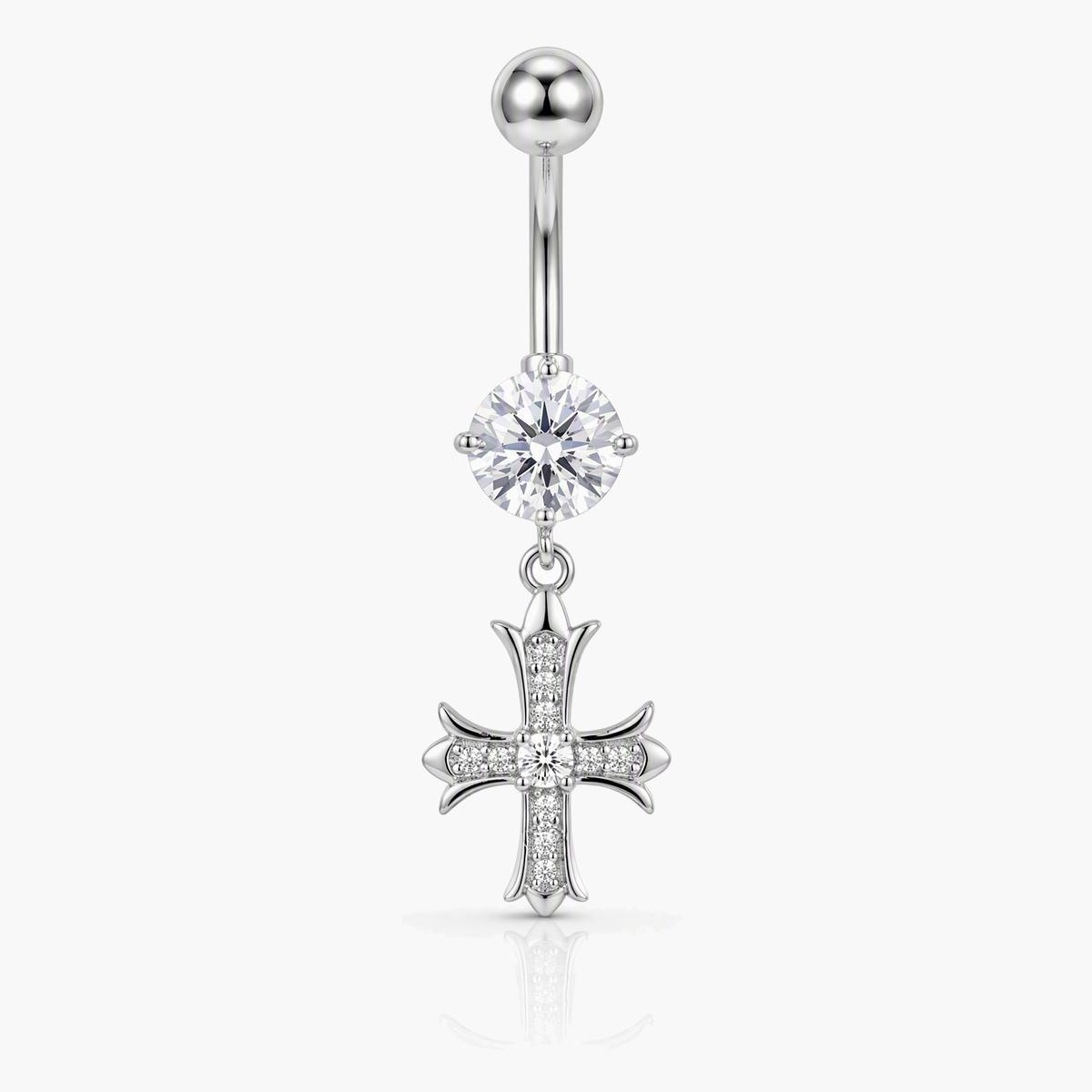 Dainty Cross Charm Belly Ring