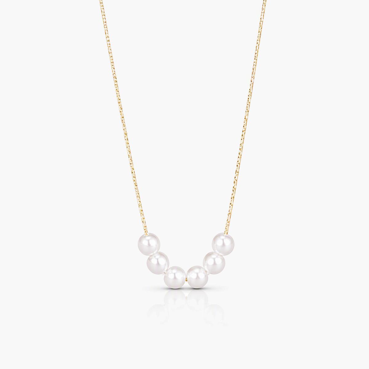 Dainty Curved Pearl Bar Necklace