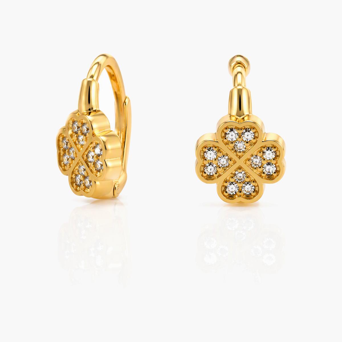 Four-Leaf Clover Huggie Earrings