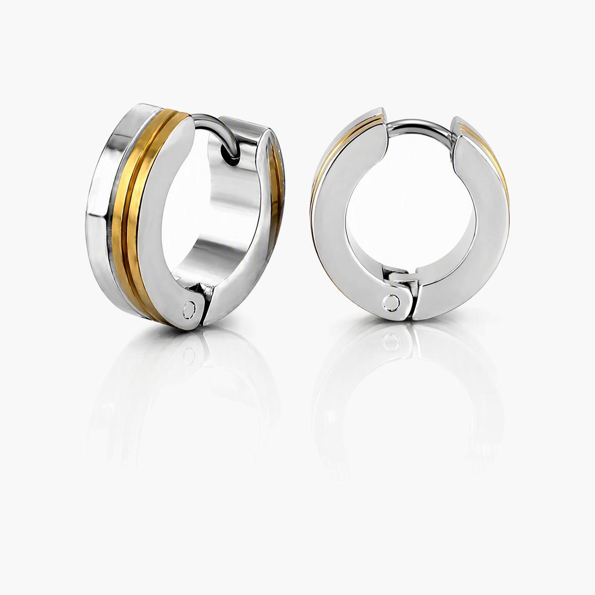 Trendy Two-Tone Band Huggie Earrings