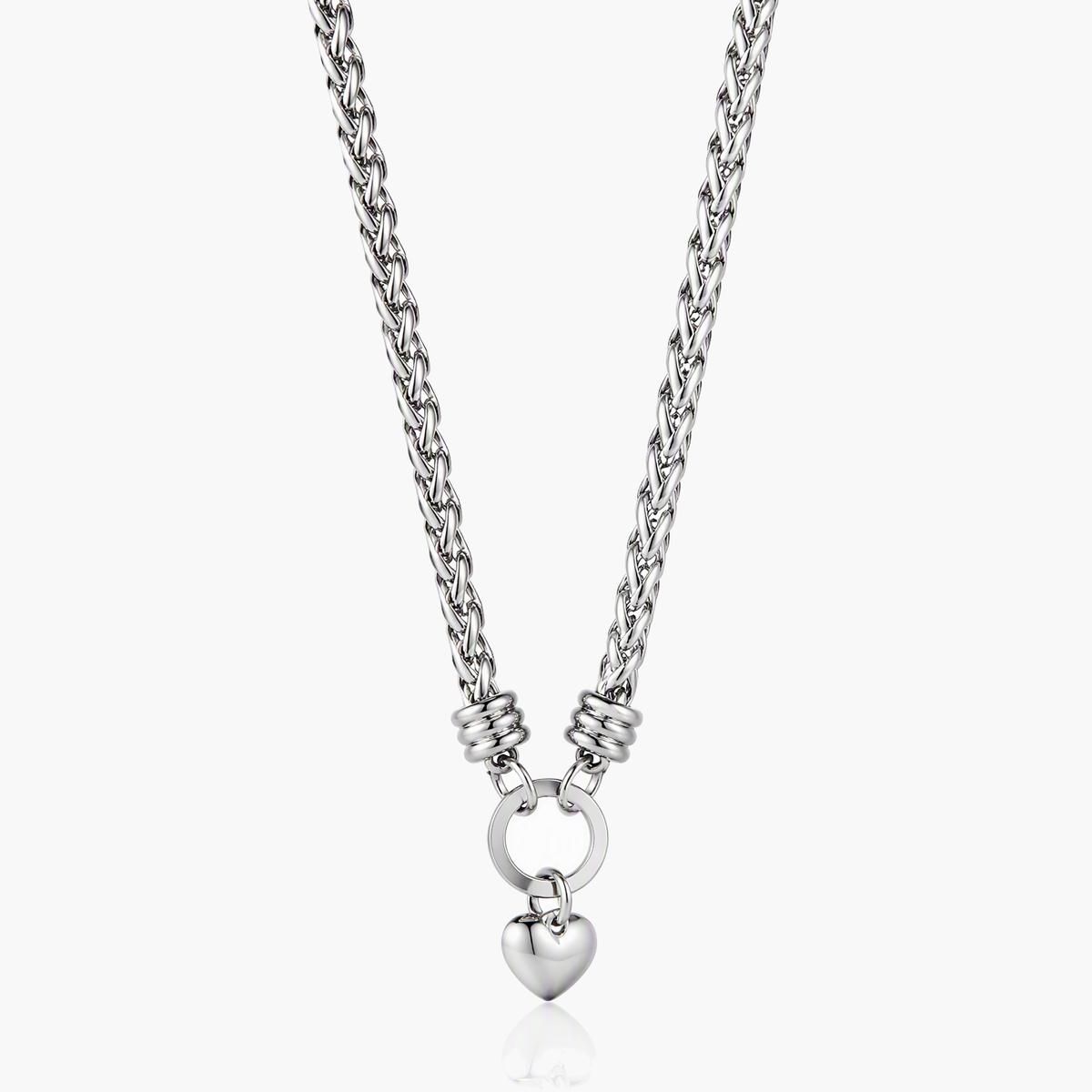 Braided Chain Heart Pendant Necklace