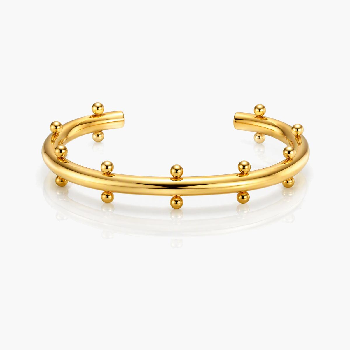 Minimalist Beaded Open Cuff Bracelet