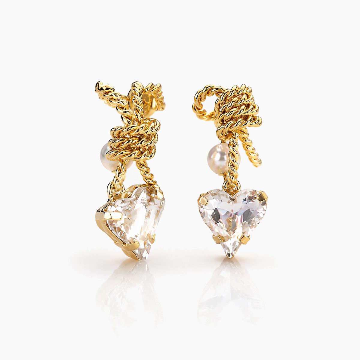 Twisted Rope Knot Heart Drop Earrings