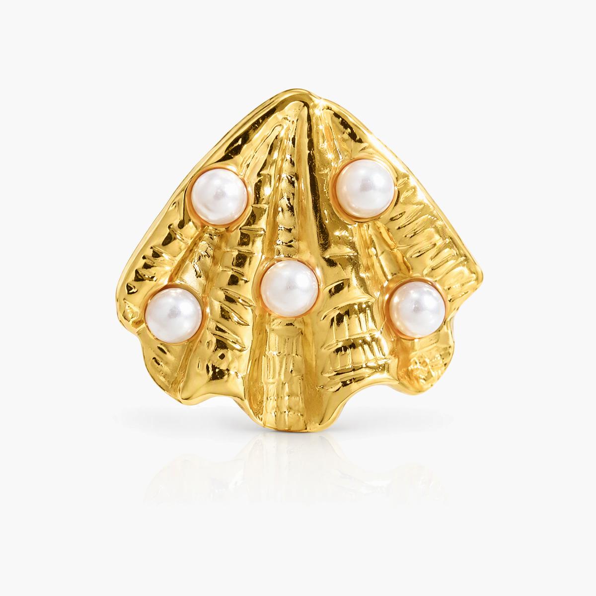 Vintage Shell Starfish Pearl Stud Earrings