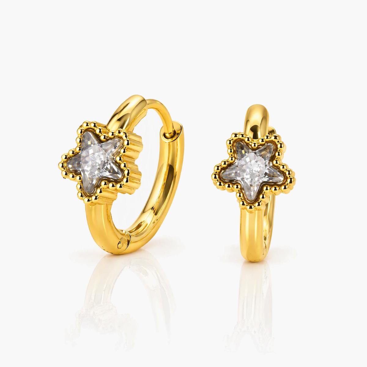Cute Heart and Star Huggie Earrings