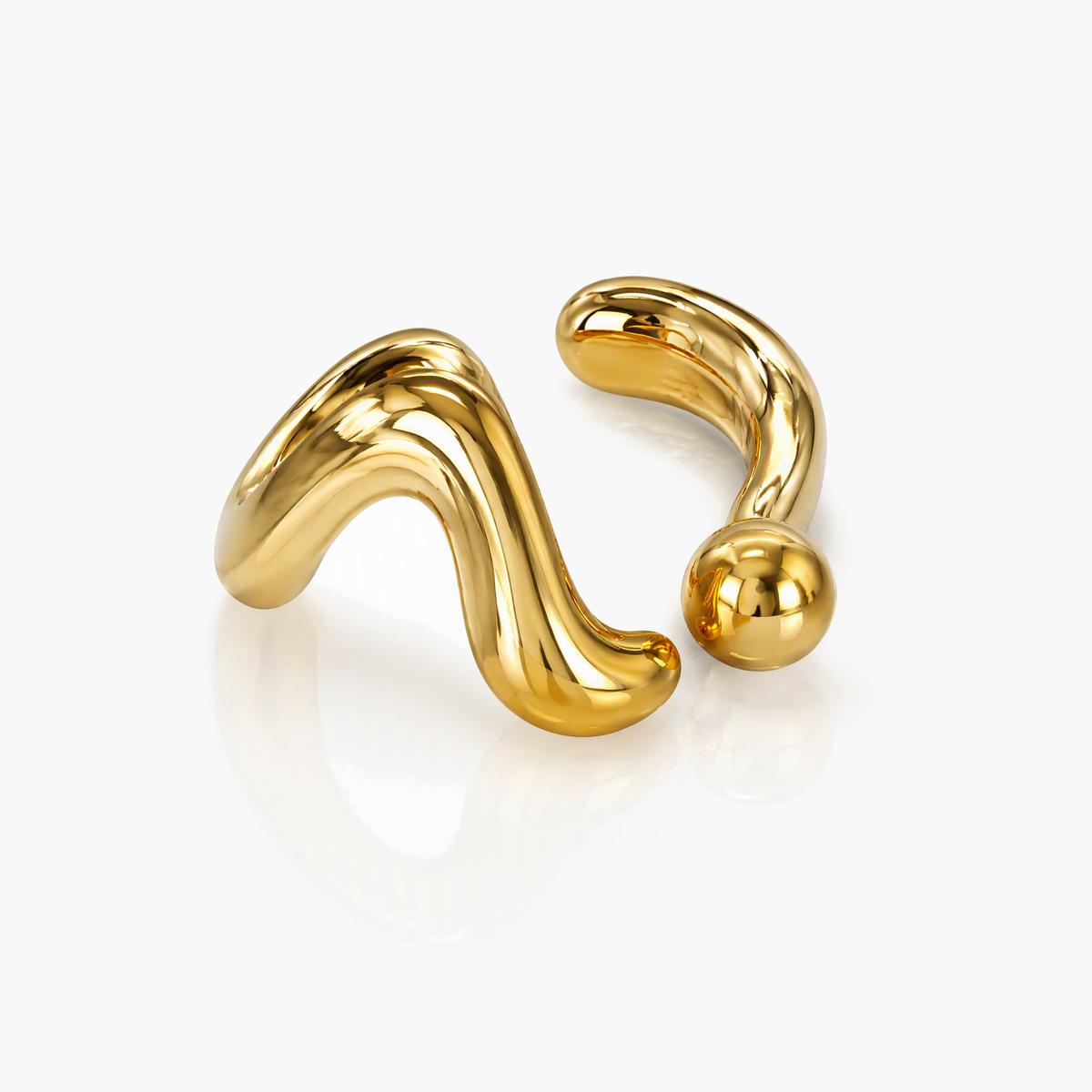 Trendy Wave Open Cuff Ring