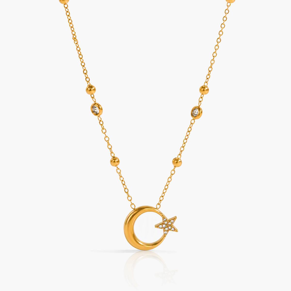 Dainty Moon and Star Pendant Necklace