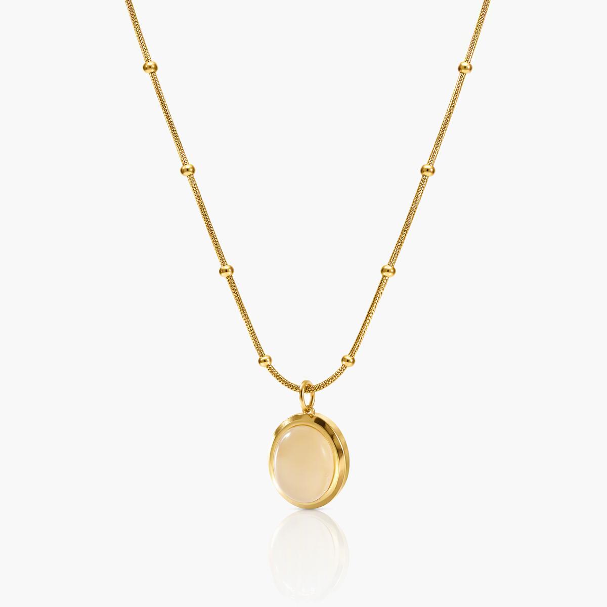 Dainty Snake Chain Oval Pendant Necklace