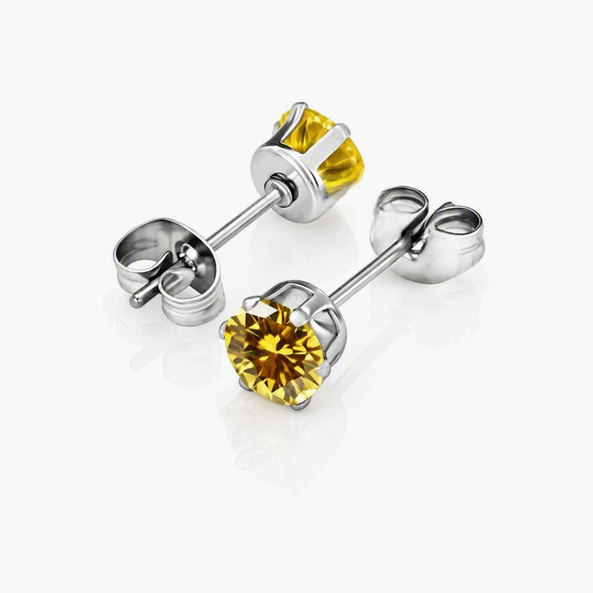 Round Single Stone Stud Earrings