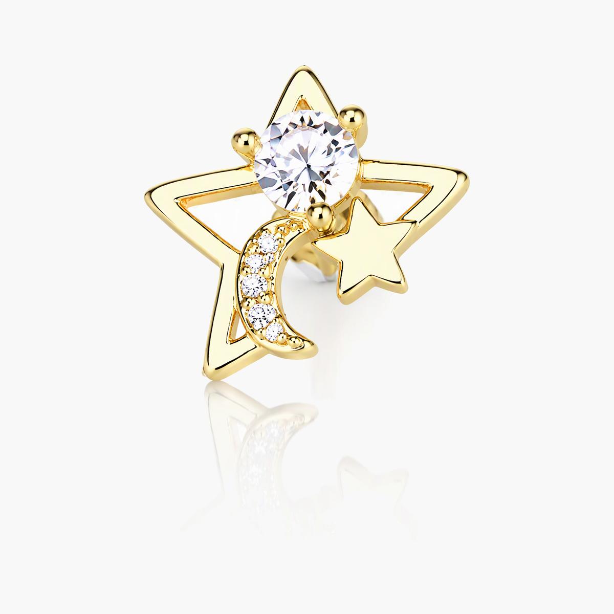 Dainty Star and Moon Stud Earrings