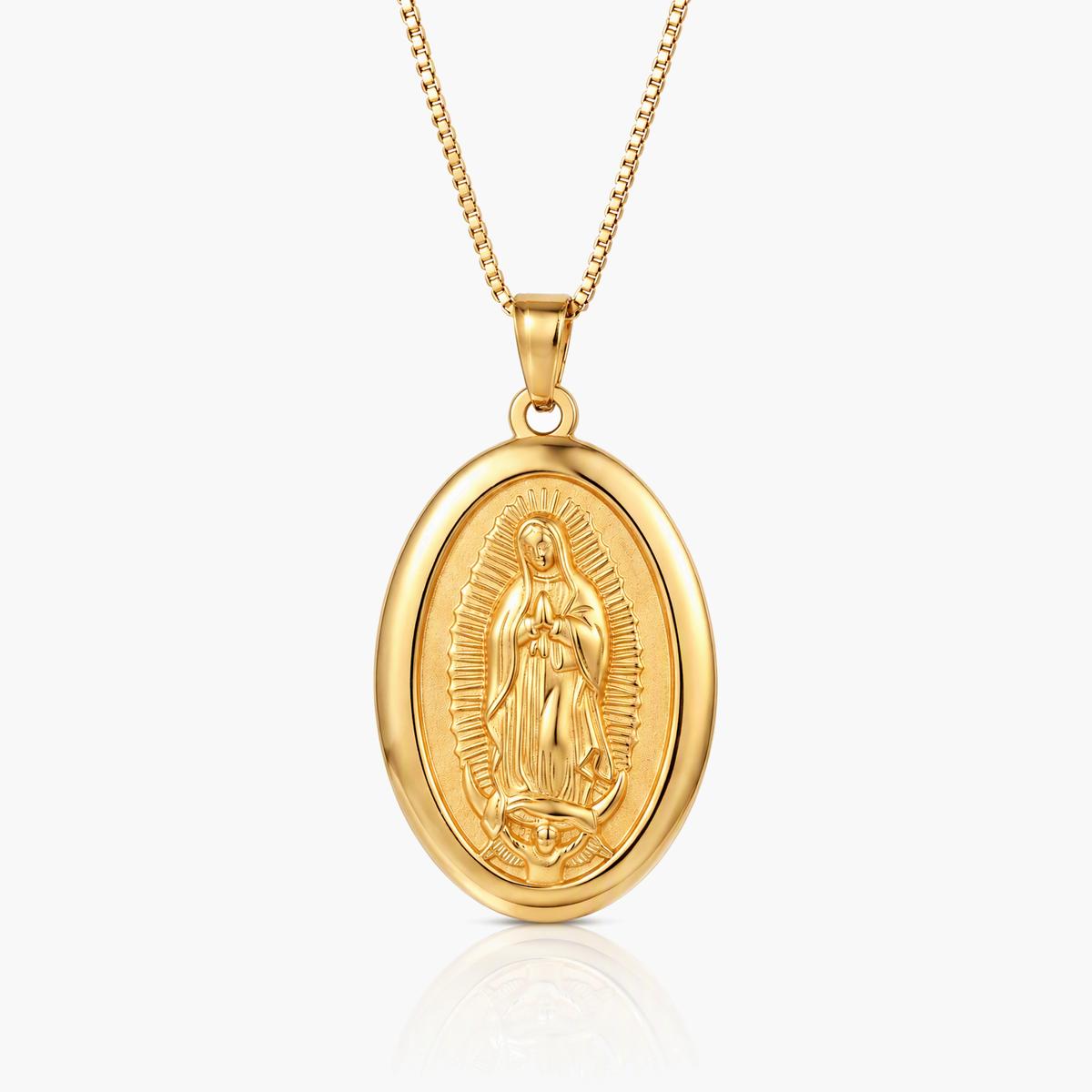Oval Virgin Mary Pendant Necklace