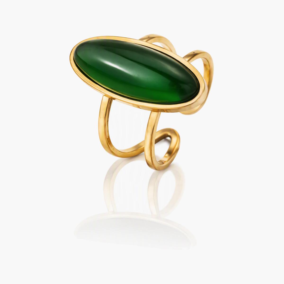 Trendy Oval Stone Open Ring