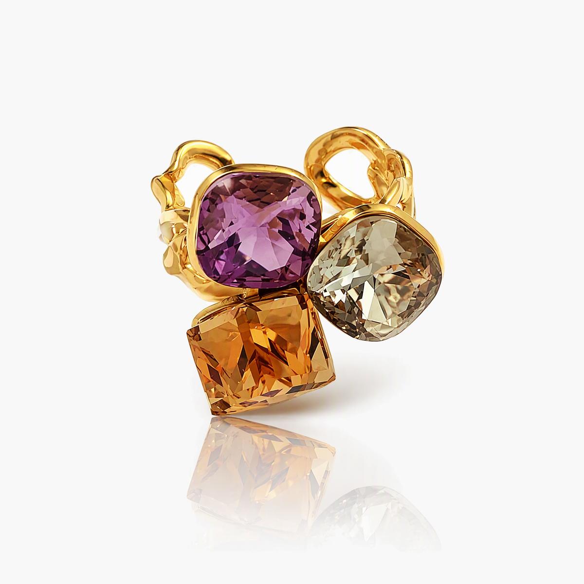 Trendy Three-Stone Cluster Ring