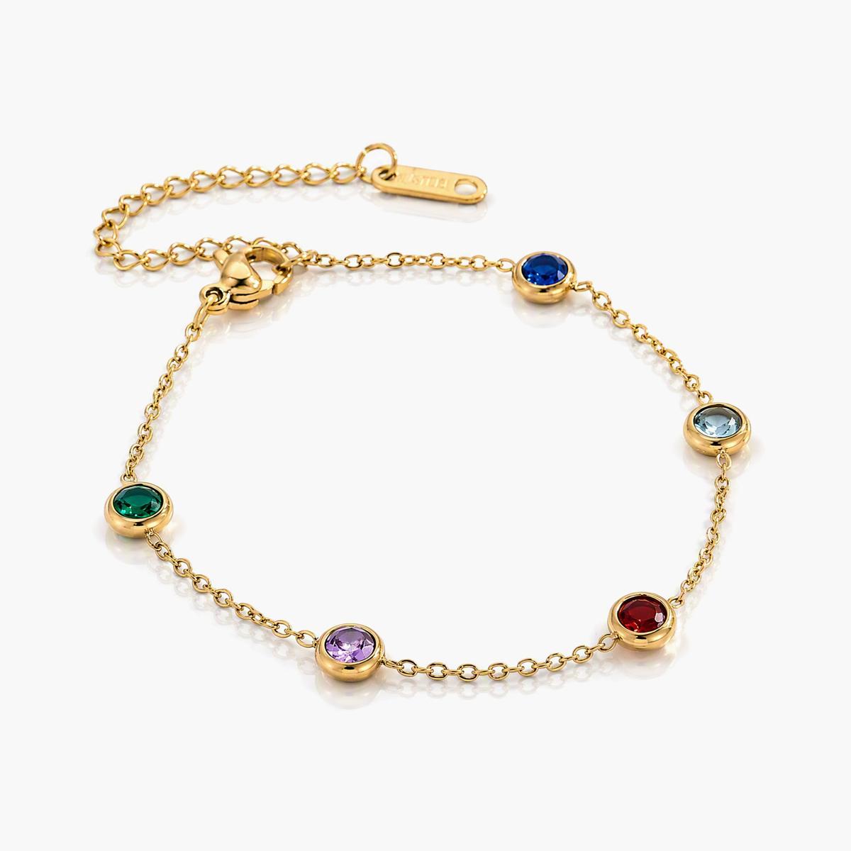 Dainty Five-Stone Chain Bracelet