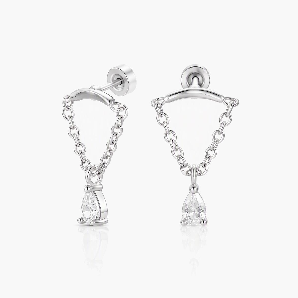 Dainty Triangle Chain Drop Earrings
