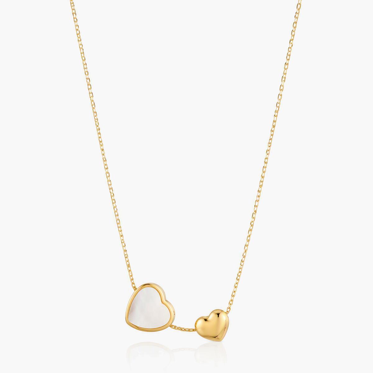 Dainty Double Heart Pendant Necklace