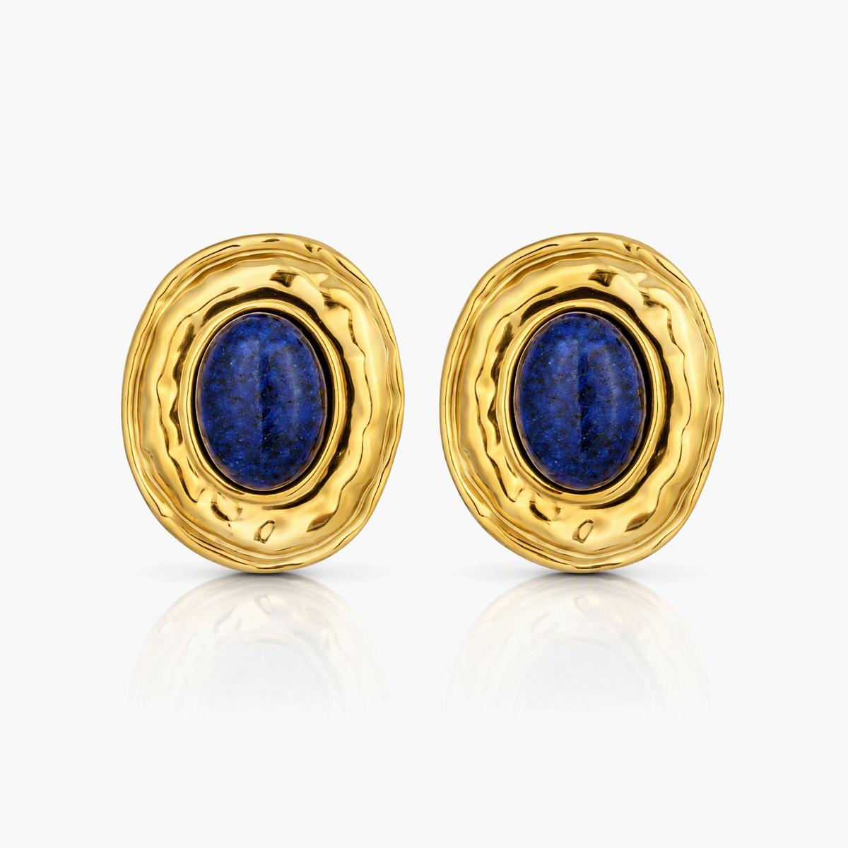 Vintage Oval Stone Stud Earrings