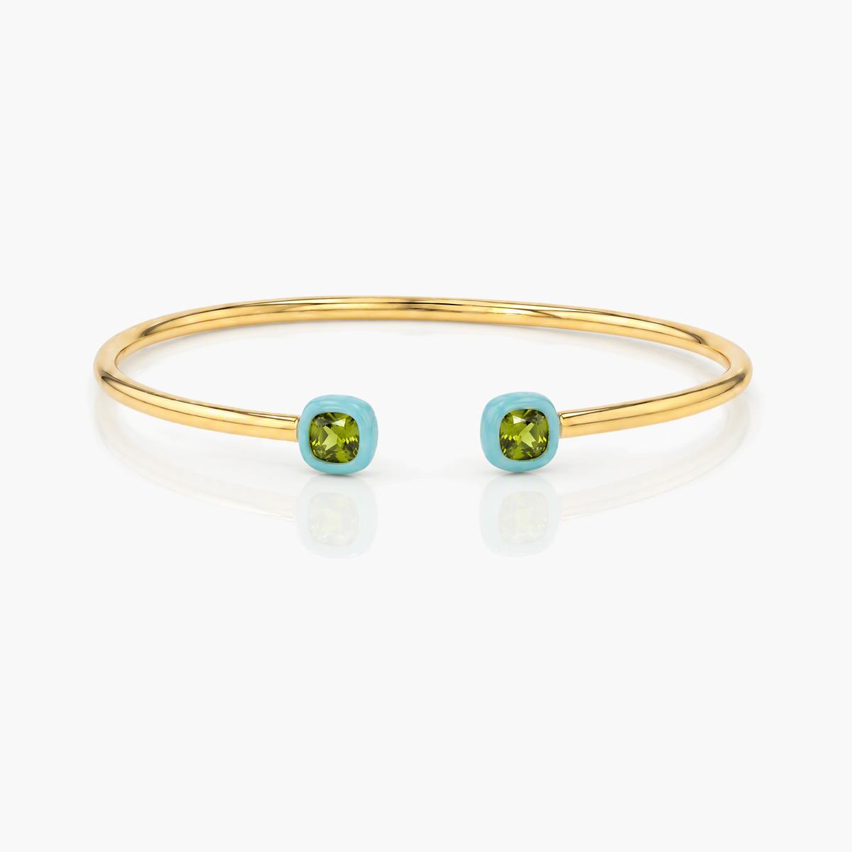 Cute Heart Stone Open Cuff Bracelet