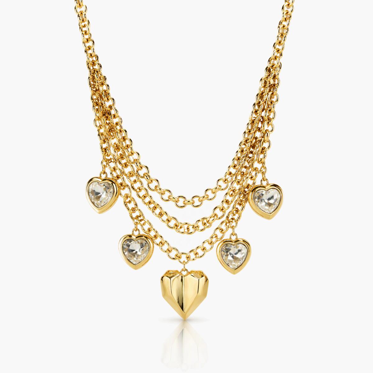 Chunky Multi-Layer Heart Charm Necklace