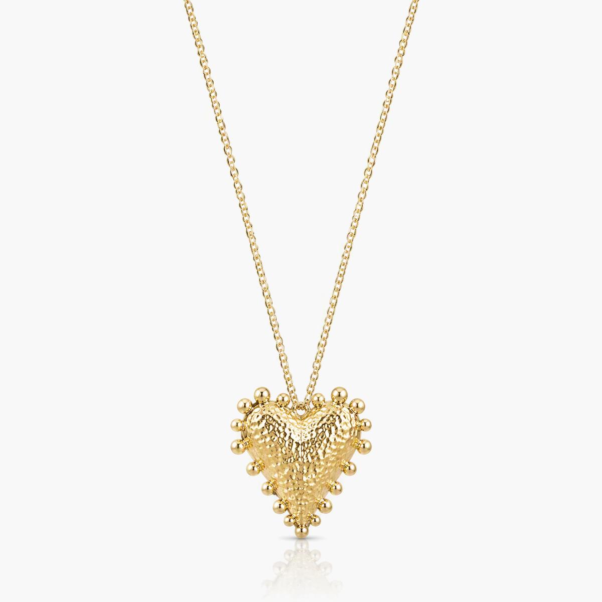 Textured Heart Pendant Necklace