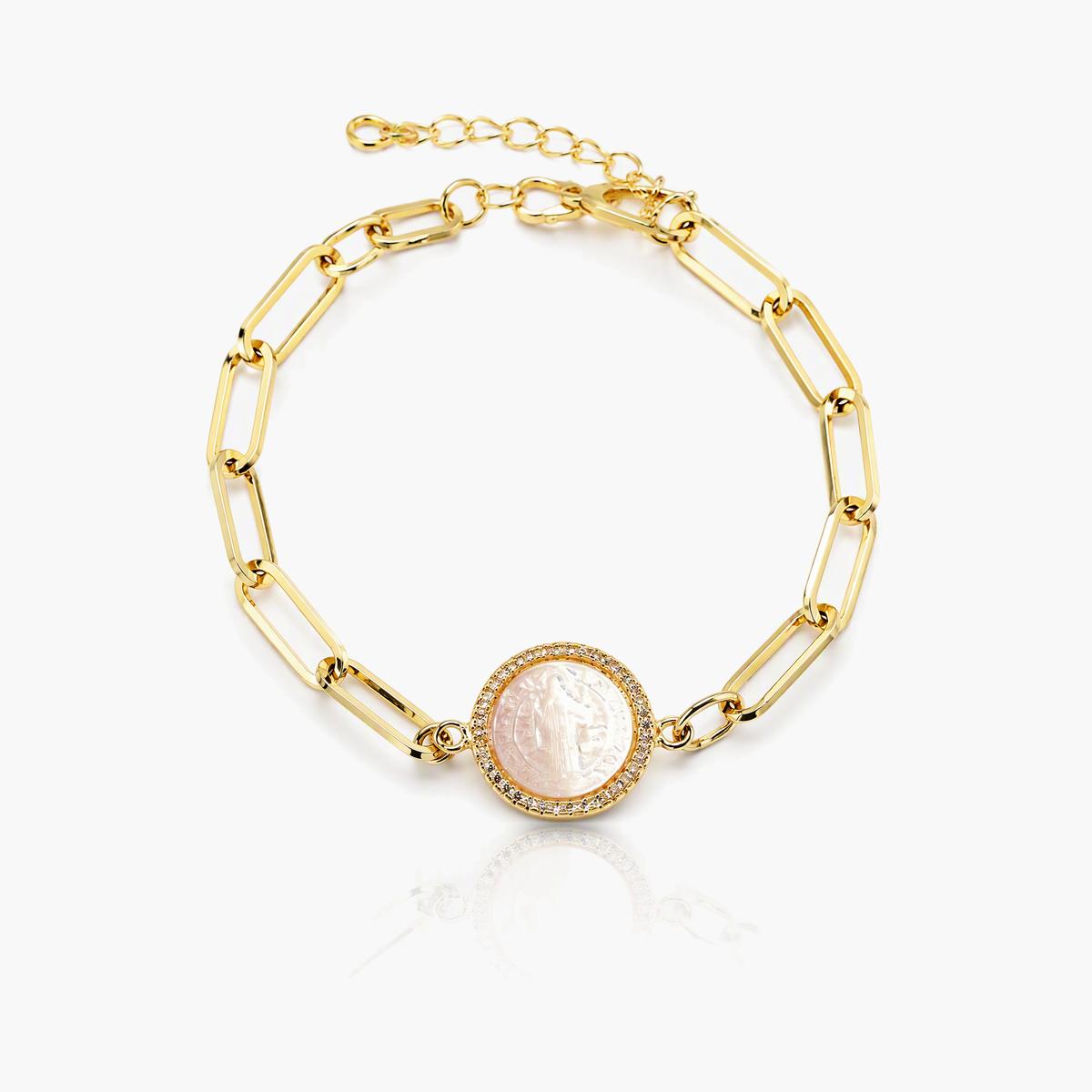 Trendy Coin Charm Paperclip Chain Bracelet