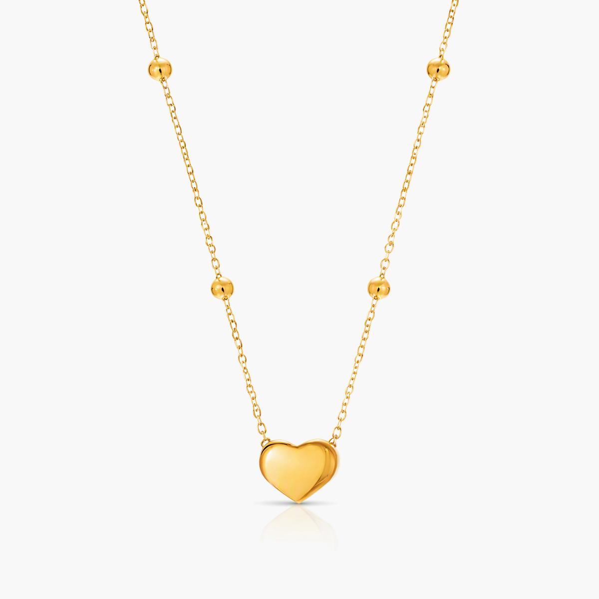 Dainty Round Bead Heart Necklace