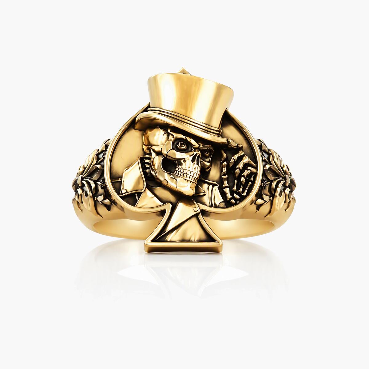 Vintage Skull Spade Ring