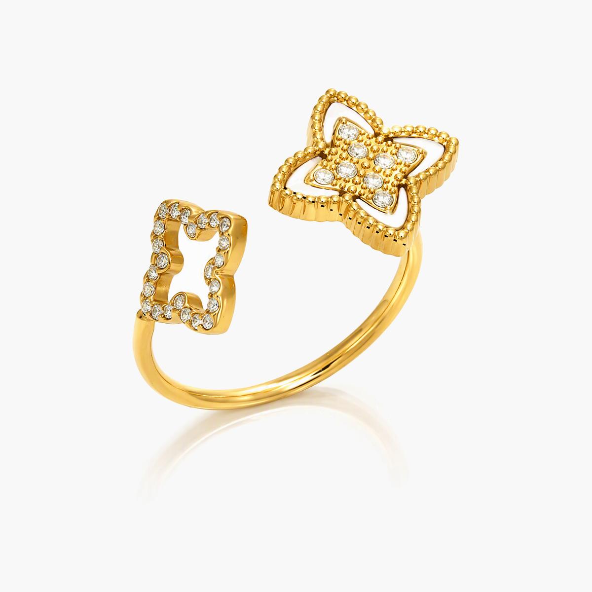 Four-Leaf Clover Open Ring