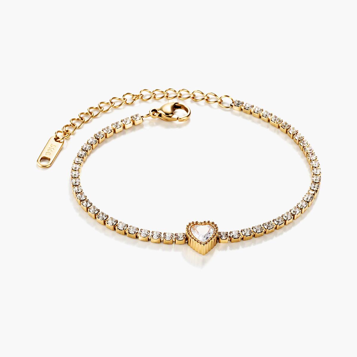 Dainty Heart Charm Tennis Bracelet