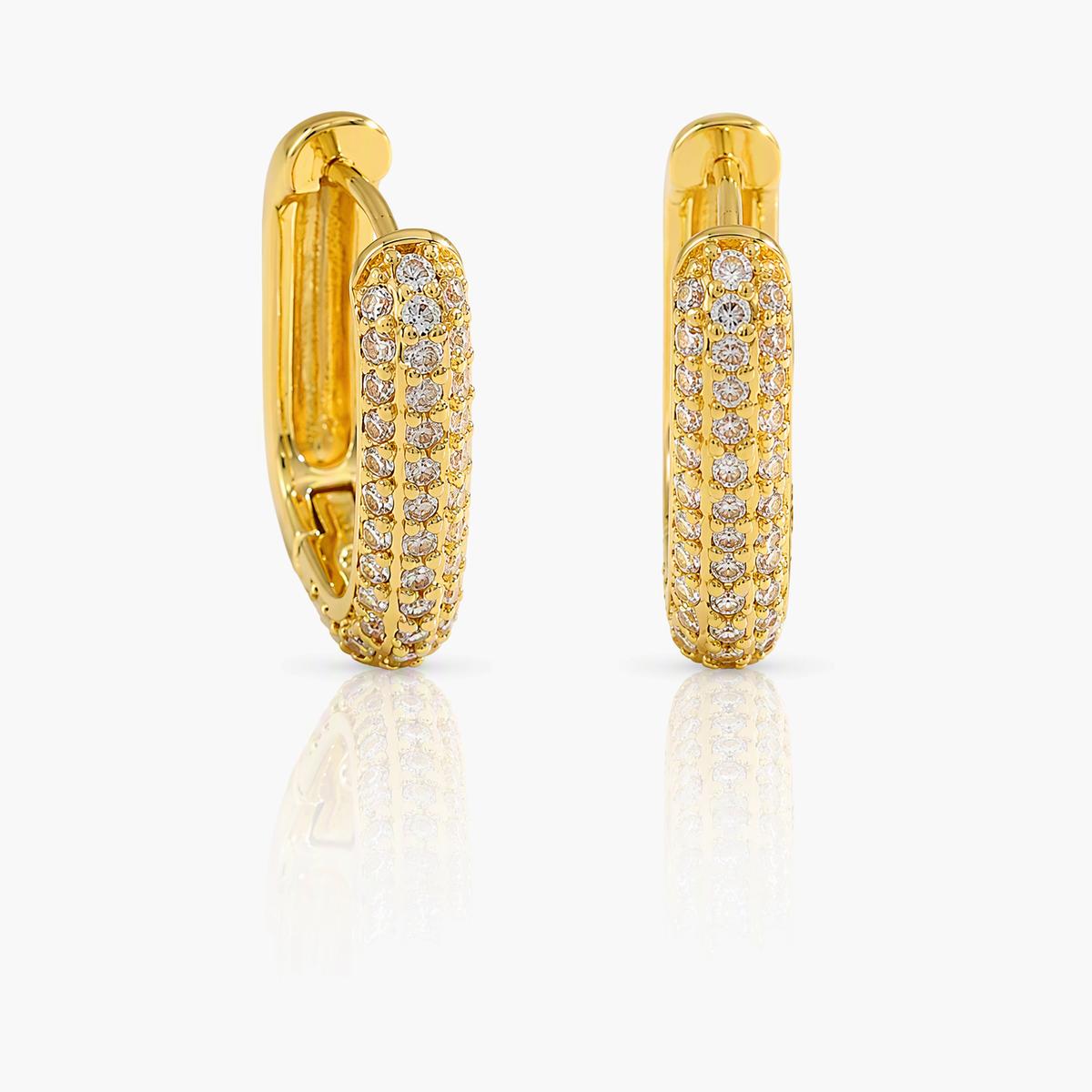 Trendy Square Pave Hoop Earrings