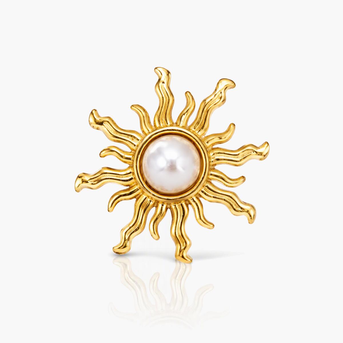 Sunburst Pearl Stud Earrings