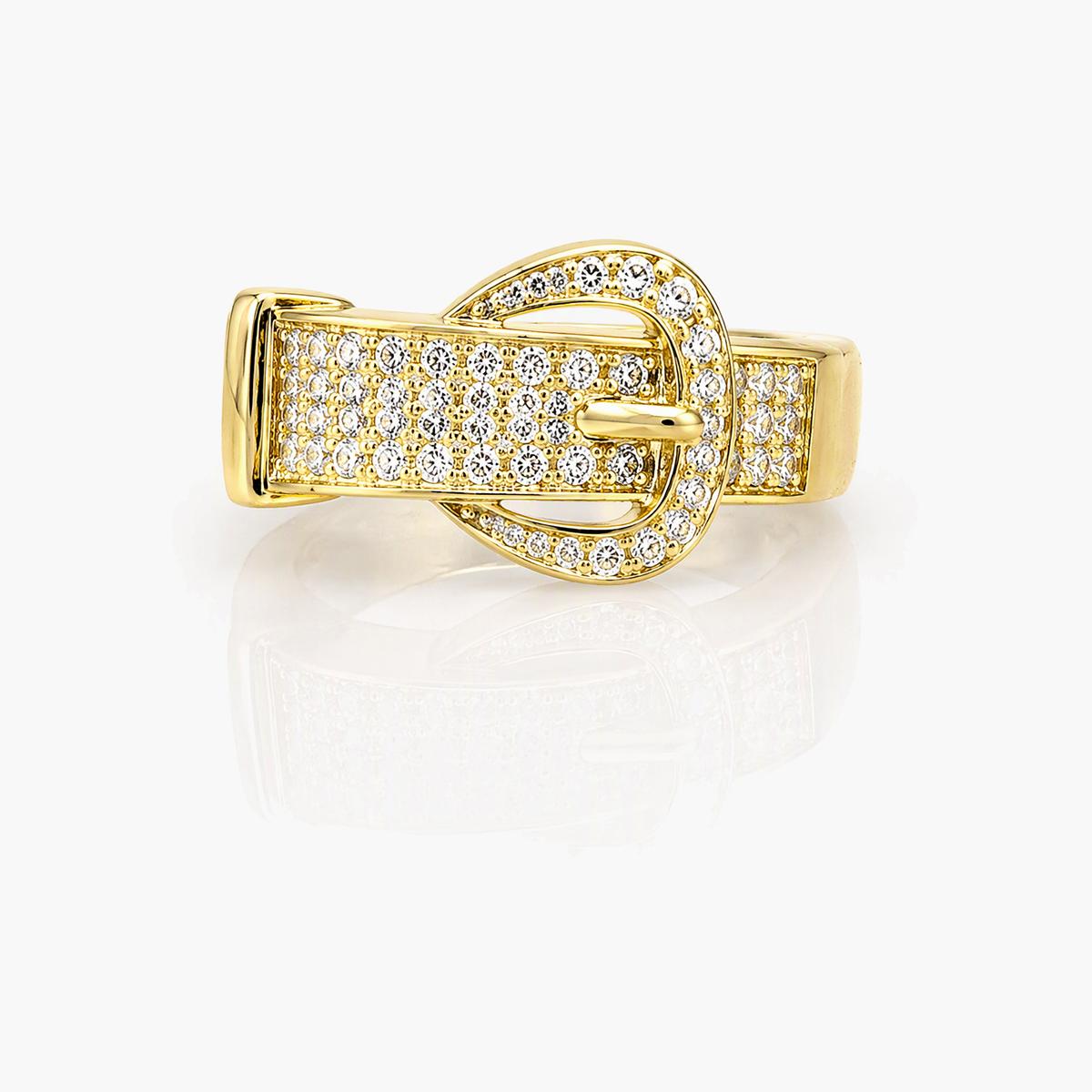 Trendy Pave Buckle Ring