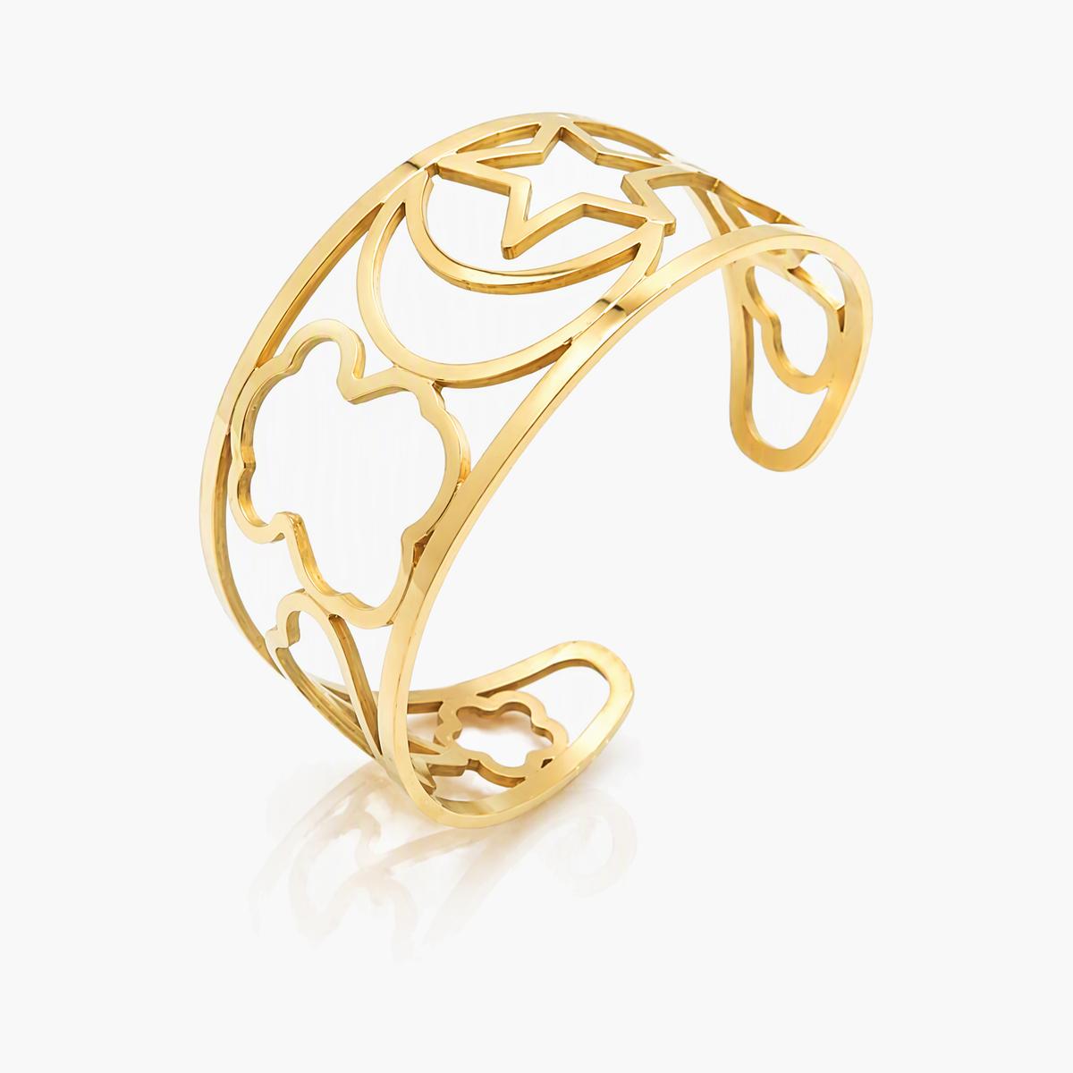 Flower Star Moon Open Cuff Bracelet