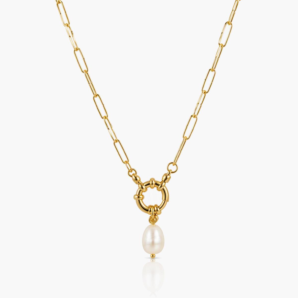 Dainty Pearl Paperclip Necklace