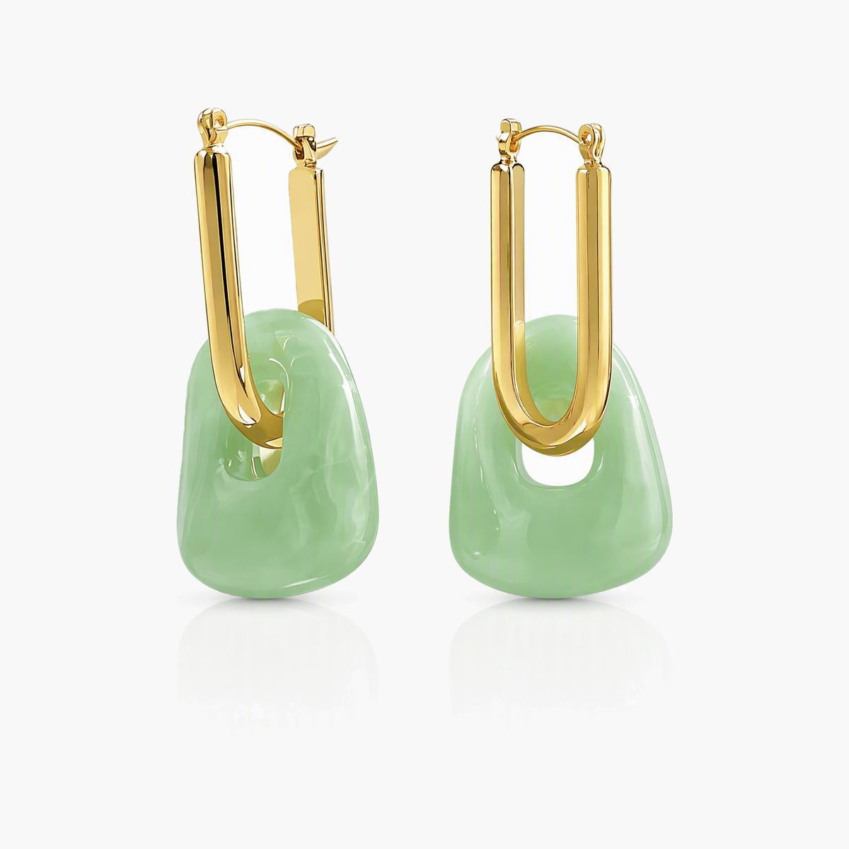 Trendy Resin Block Huggie Earrings