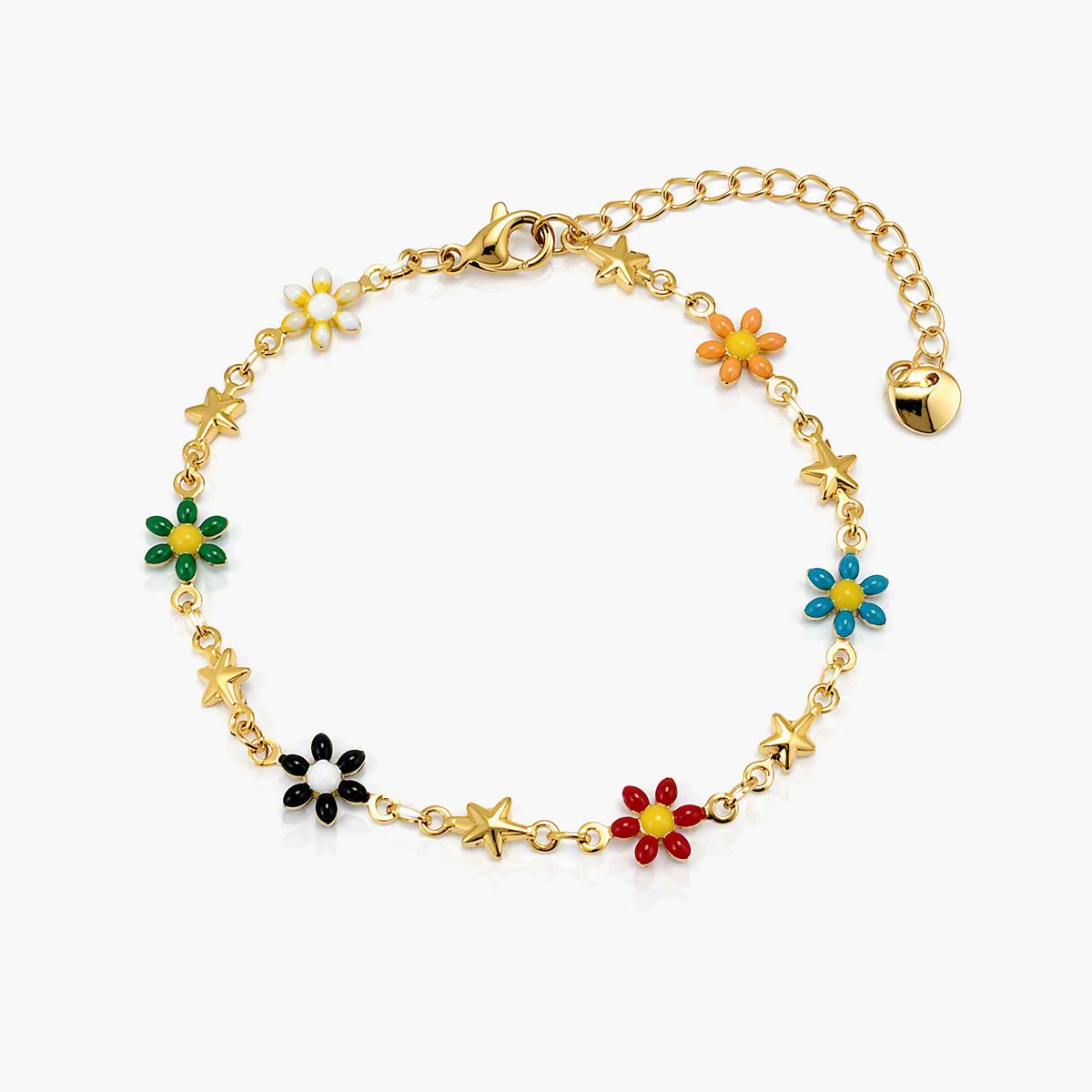Cute Flower and Star Charm Bracelet